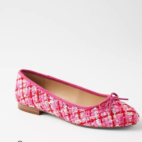 Ann Taylor Adorable Classic Pink Tweed Ballet Flats with a Bow - Size 7 - Picture 2 of 12